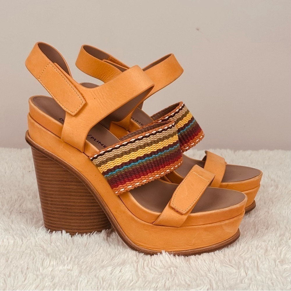 Donald J. Pliner orange straps wood heel platform sandals-6